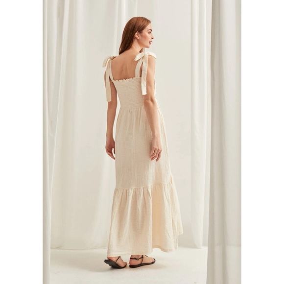 Nothing Fits But Momoka Dress Maxi In Eggshell Cotton Size Small / Medium NEW - Picture 2 of 6